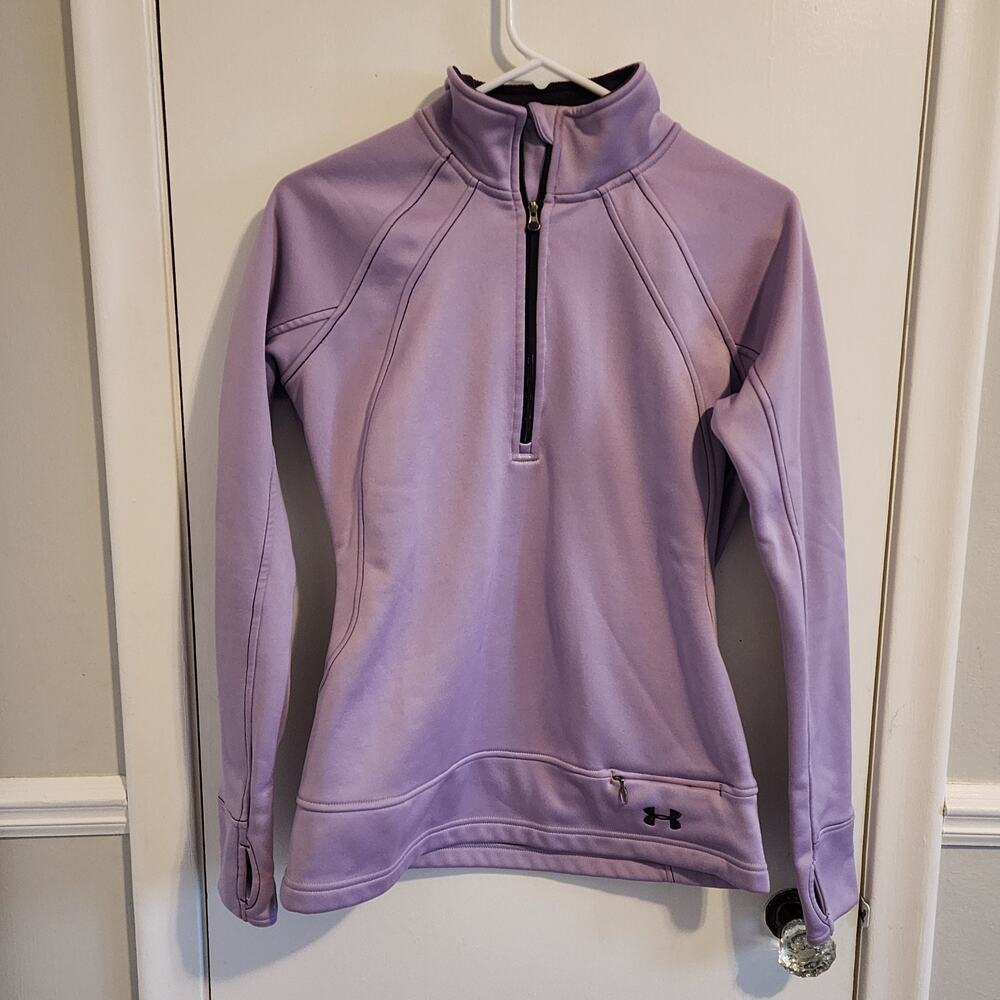 Under Armour Purple Size Small Pullover Quarter Zip Semi-Fitted Fleece Lined